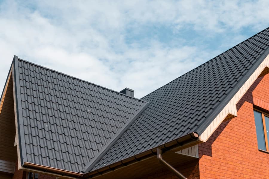 Finished patterned metal roof on a residential property